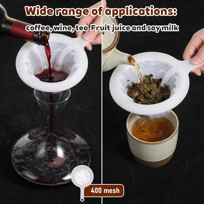 Ultra-Fine Nylon Mesh Strainer 5.51 Inch, Kitchen Food Yogurt Mesh Sieve, Plastic Sieve Fine Mesh with Handle, Mini Brine Shrimp Separation for Filtering Juice Milk Soy Coffee Honey Wine (400 mesh)