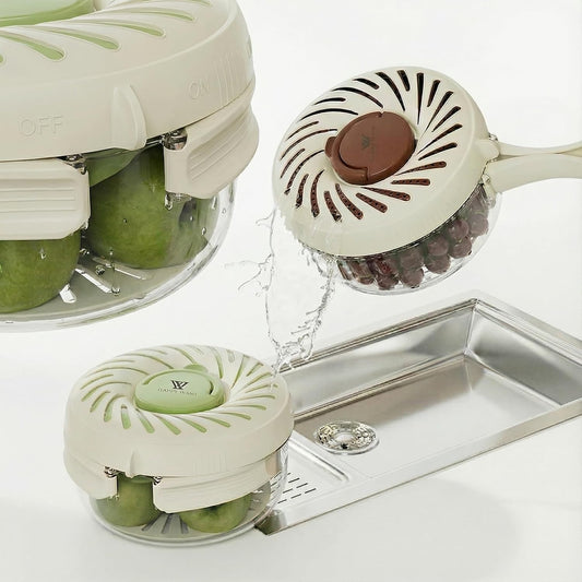 Fruit Washing Bowl with Strainer, 2-in-1 Berry Container for Fridge, Produce Storage Container with Drain Basket, Colander for Rice, Vegetables & Pasta, BPA Free