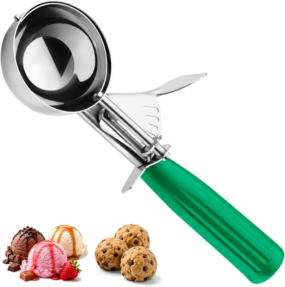 Ice Cream Scoop, Small Size Cookie Scoop with Trigger for Meatballs Melon
