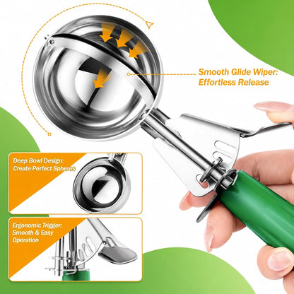 Ice Cream Scoop, Small Size Cookie Scoop with Trigger for Meatballs Melon