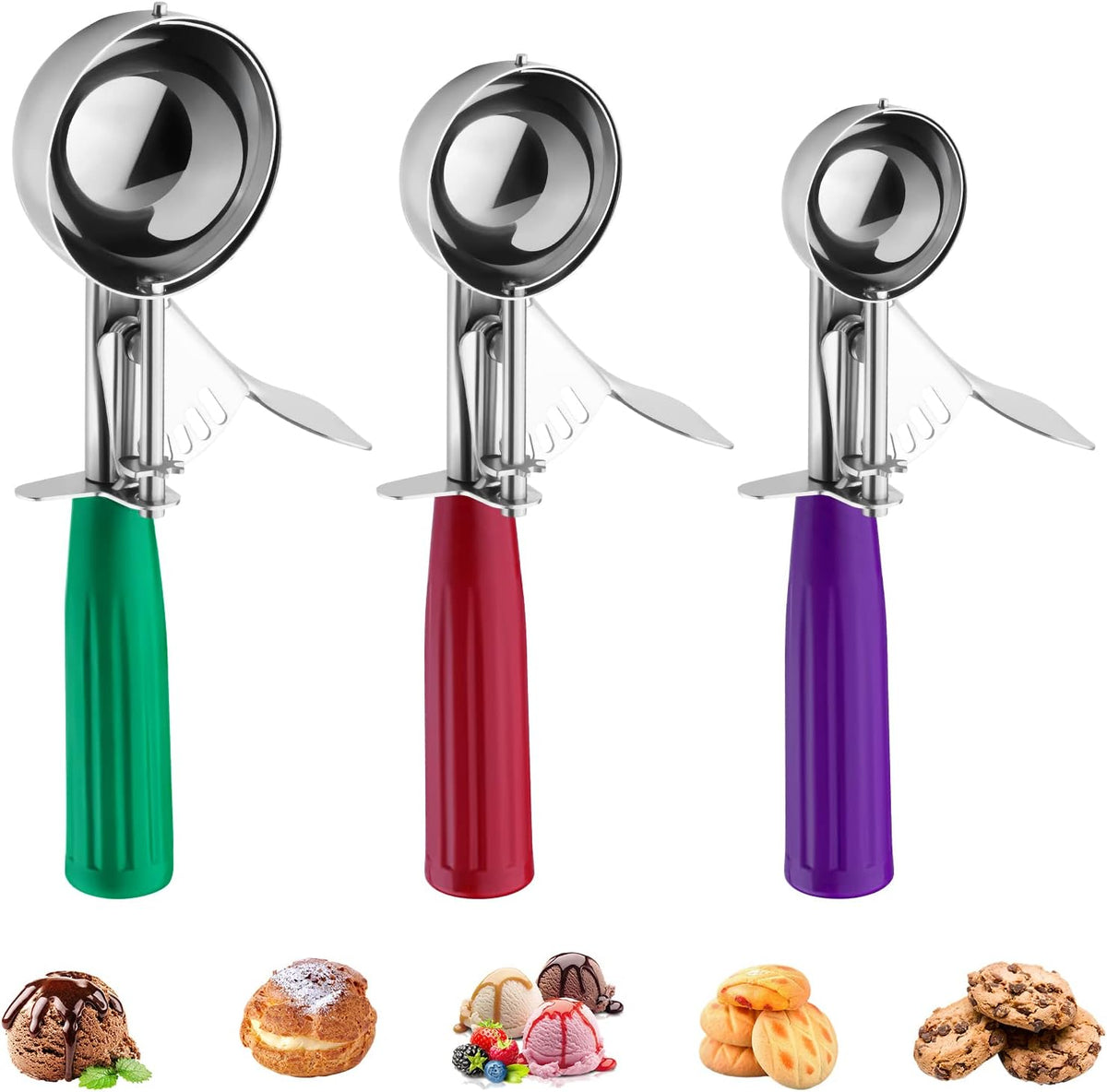 Ice Cream Scoop, Small Size Cookie Scoop with Trigger for Meatballs Melon