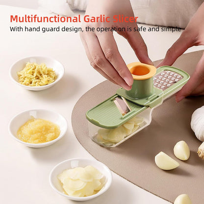 3-in-1 Stainless Steel Garlic Grinder Slicer Shredder Easy Clean Safe Kitchen Food Cutter with Hand Guard