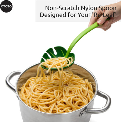 Pasta Spoon - Spaghetti Spoon, Pasta Fork, Pasta Server, Monstera Ladle - Dishwasher Safe & Heat Resistant - Fun Kitchen Gadgets, Unique Gifts for Cooking (Jungle Spoon)