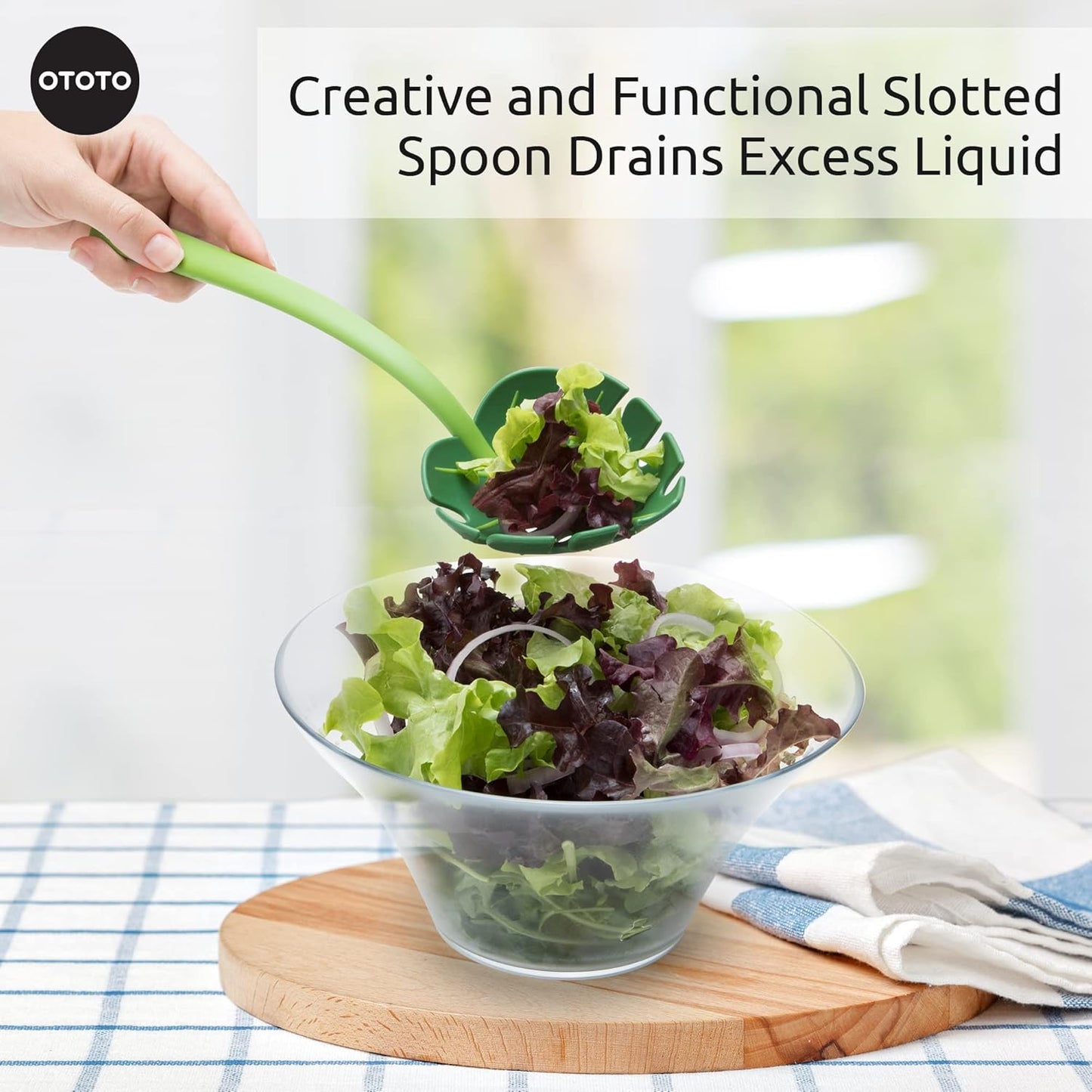 Pasta Spoon - Spaghetti Spoon, Pasta Fork, Pasta Server, Monstera Ladle - Dishwasher Safe & Heat Resistant - Fun Kitchen Gadgets, Unique Gifts for Cooking (Jungle Spoon)