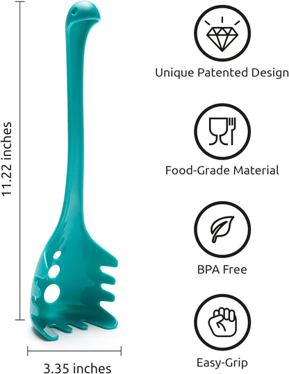 Pasta Spoon - Spaghetti Spoon, Pasta Fork, Pasta Server, Monstera Ladle - Dishwasher Safe & Heat Resistant - Fun Kitchen Gadgets, Unique Gifts for Cooking (Jungle Spoon)