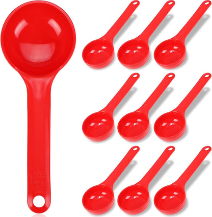 10 Pcs 2 oz Foodservice Products Measure Spoon with Short Handle Measuring Scoop Miser Food Grade Solid Portion Control Spoon for Oatmeal Creatine Coffee Grains Spices Powders(Red)