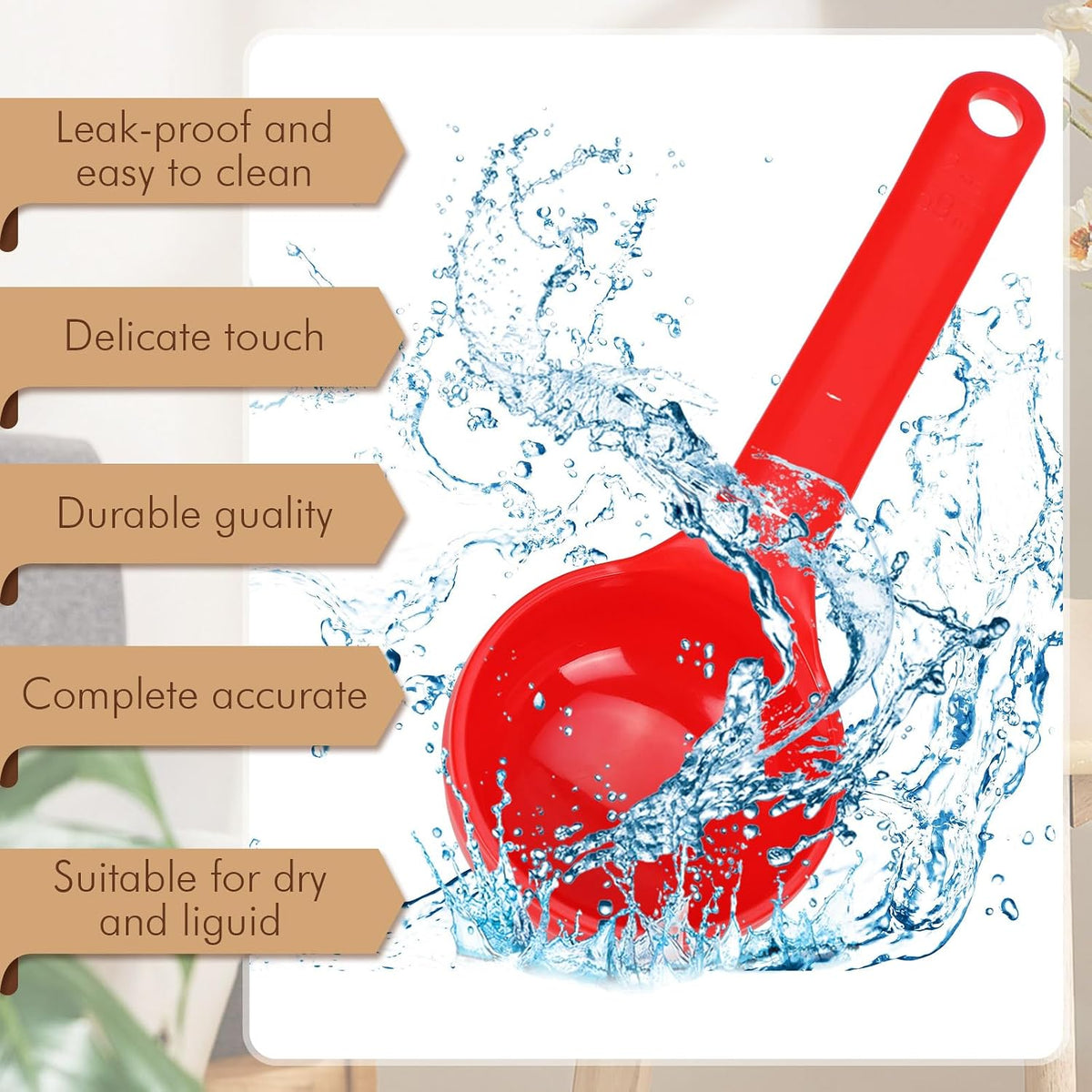 10 Pcs 2 oz Foodservice Products Measure Spoon with Short Handle Measuring Scoop Miser Food Grade Solid Portion Control Spoon for Oatmeal Creatine Coffee Grains Spices Powders(Red)