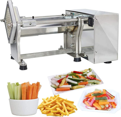 Electric French Fry Cutter Automatic Potato Chip Cutting Machine Stainless Steel Vegetable Slicer for Potatoes Carrots Cucumbers With 3 Sizes Of Replaceable Blades Suitable Commercial/Household