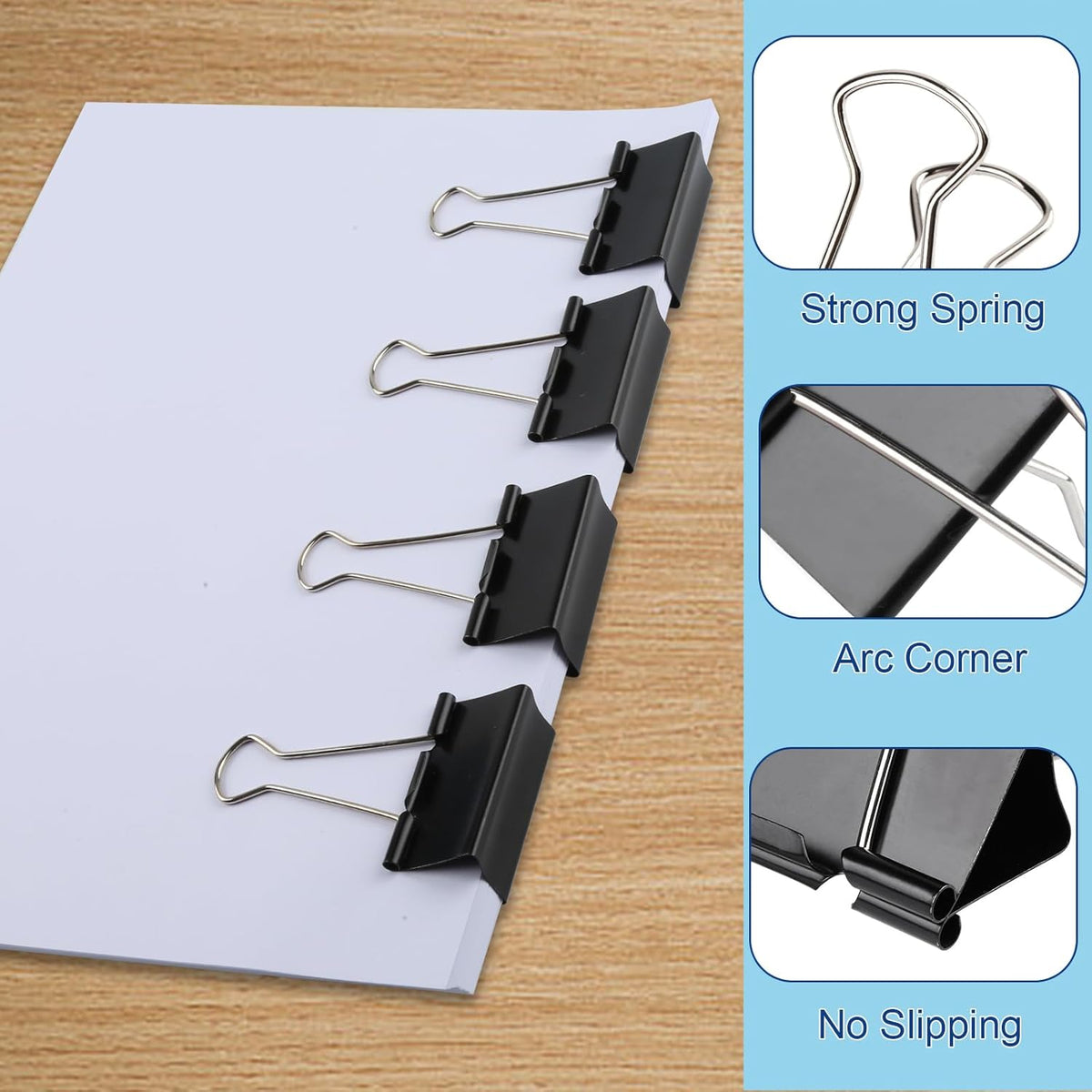 Extra Large Binder Clips 2 inch, (40 Pcs) Big Paper Clips for Office Supplies