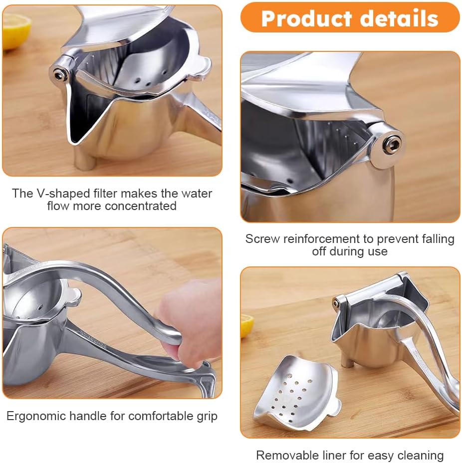 Orange Pomegranate Lemon Squeezer,Manual Citrus Press,Ergonomic Handles Hand Press Bar(Silver)