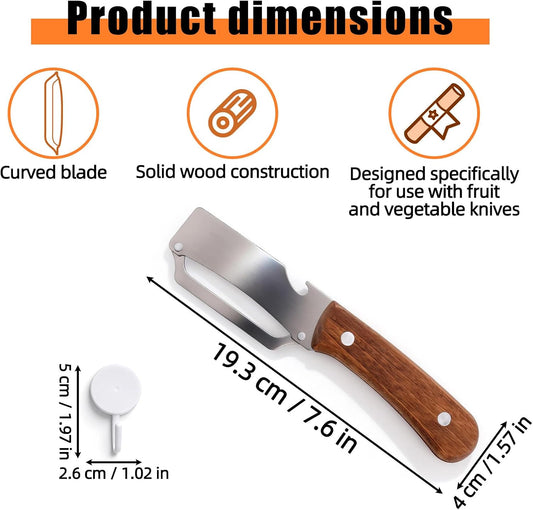 Multi-Functional Vegetable Peeler with Hook, Stainless Steel Sharp Blades Peeler with Wooden Handle & Bottle Opener Practical Kitchen Tool for Veggie Fruit Apple Potato Sugar Cane