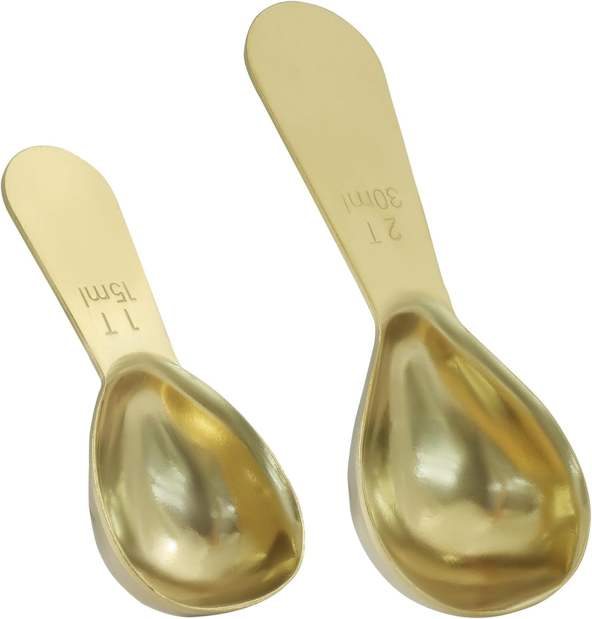 2Pcs Stainless Steel Coffee Scoop, 15ml+30ml | Short Handles, 1&2 Tablespoon Measure, Ergonomics Design, For Coffee, Loose Tea, Sugar, Flour