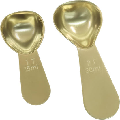 2Pcs Stainless Steel Coffee Scoop, 15ml+30ml | Short Handles, 1&2 Tablespoon Measure, Ergonomics Design, For Coffee, Loose Tea, Sugar, Flour