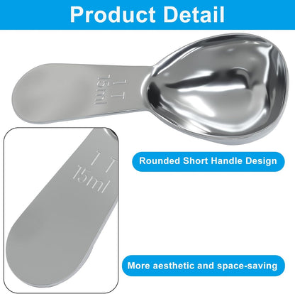 2Pcs Stainless Steel Coffee Scoop, 15ml+30ml | Short Handles, 1&2 Tablespoon Measure, Ergonomics Design, For Coffee, Loose Tea, Sugar, Flour