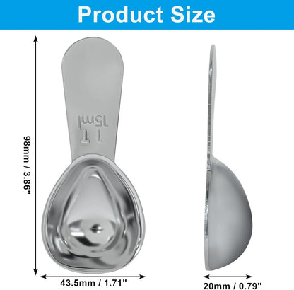 2Pcs Stainless Steel Coffee Scoop, 15ml+30ml | Short Handles, 1&2 Tablespoon Measure, Ergonomics Design, For Coffee, Loose Tea, Sugar, Flour
