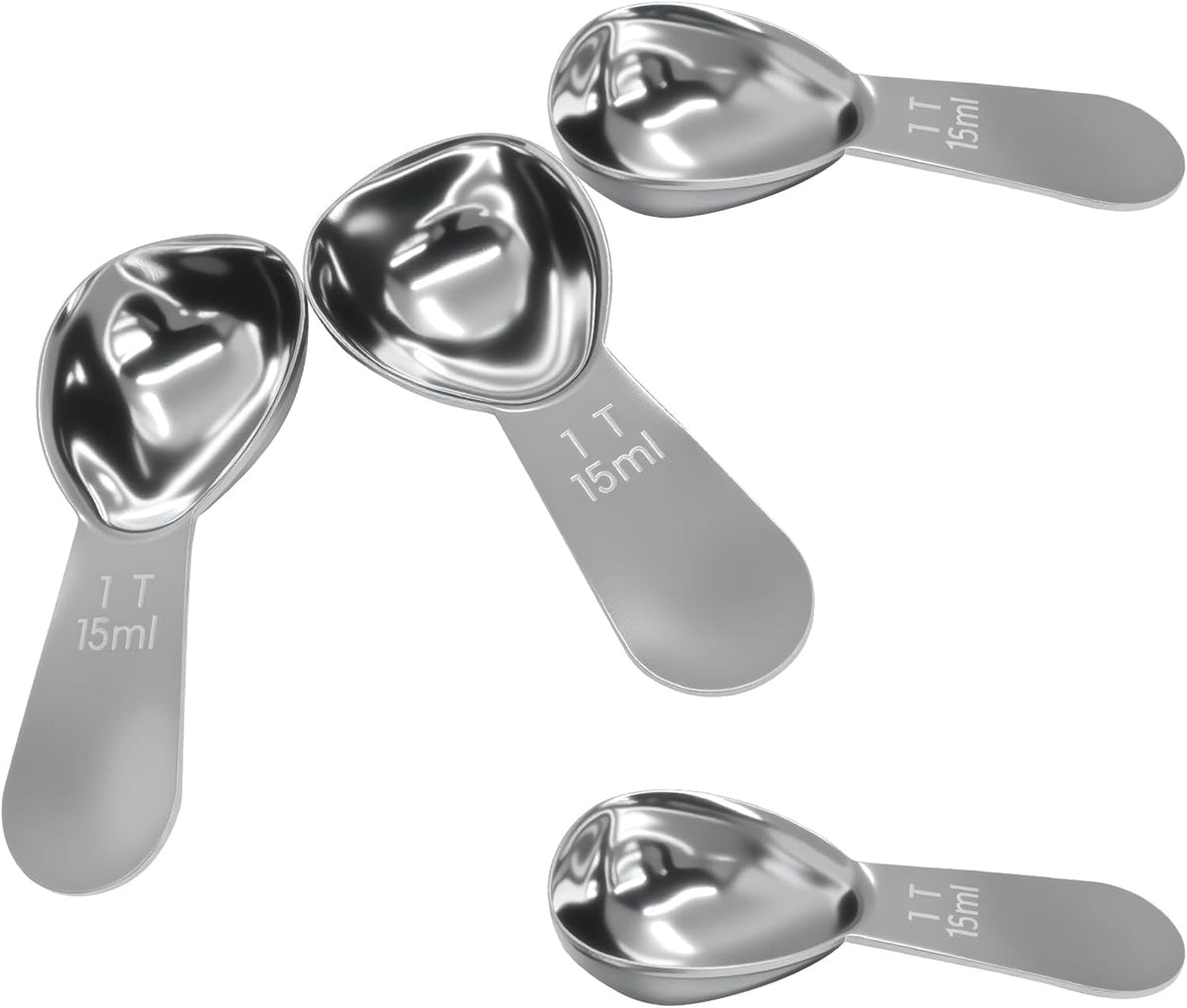 2Pcs Stainless Steel Coffee Scoop, 15ml+30ml | Short Handles, 1&2 Tablespoon Measure, Ergonomics Design, For Coffee, Loose Tea, Sugar, Flour