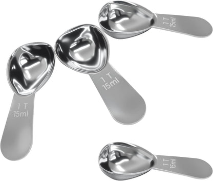 2Pcs Stainless Steel Coffee Scoop, 15ml+30ml | Short Handles, 1&2 Tablespoon Measure, Ergonomics Design, For Coffee, Loose Tea, Sugar, Flour
