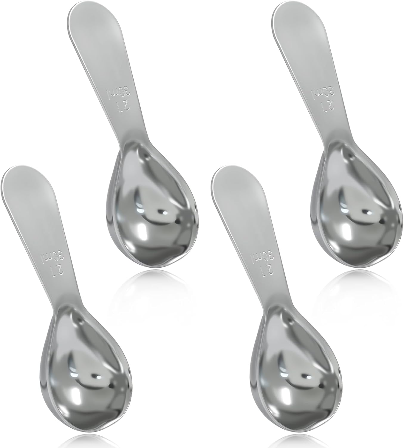 2Pcs Stainless Steel Coffee Scoop, 15ml+30ml | Short Handles, 1&2 Tablespoon Measure, Ergonomics Design, For Coffee, Loose Tea, Sugar, Flour