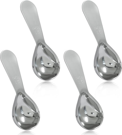 2Pcs Stainless Steel Coffee Scoop, 15ml+30ml | Short Handles, 1&2 Tablespoon Measure, Ergonomics Design, For Coffee, Loose Tea, Sugar, Flour