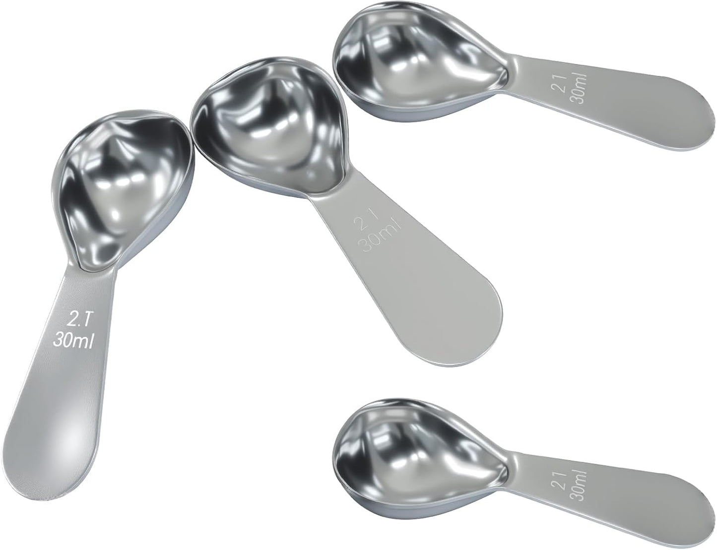 2Pcs Stainless Steel Coffee Scoop, 15ml+30ml | Short Handles, 1&2 Tablespoon Measure, Ergonomics Design, For Coffee, Loose Tea, Sugar, Flour