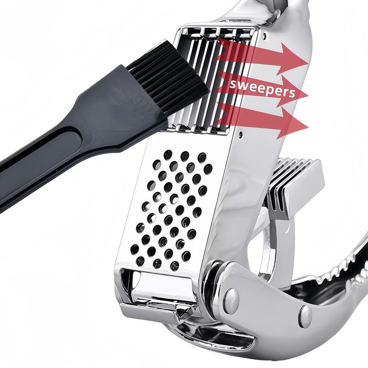 Stainless Steel Garlic Press and Slicer - 2-in-1 Crusher and Mincer, Professional Kitchen Tool with Cleaning Brush for Garlic and Ginger, Aluminum Alloy