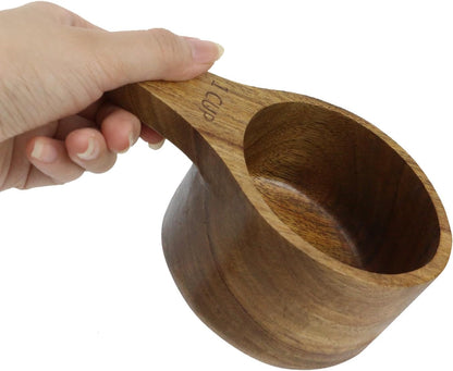 1PCS 1 Cup Wooden Measuring Cup Wood Kitchen Utensils Measure Spoon