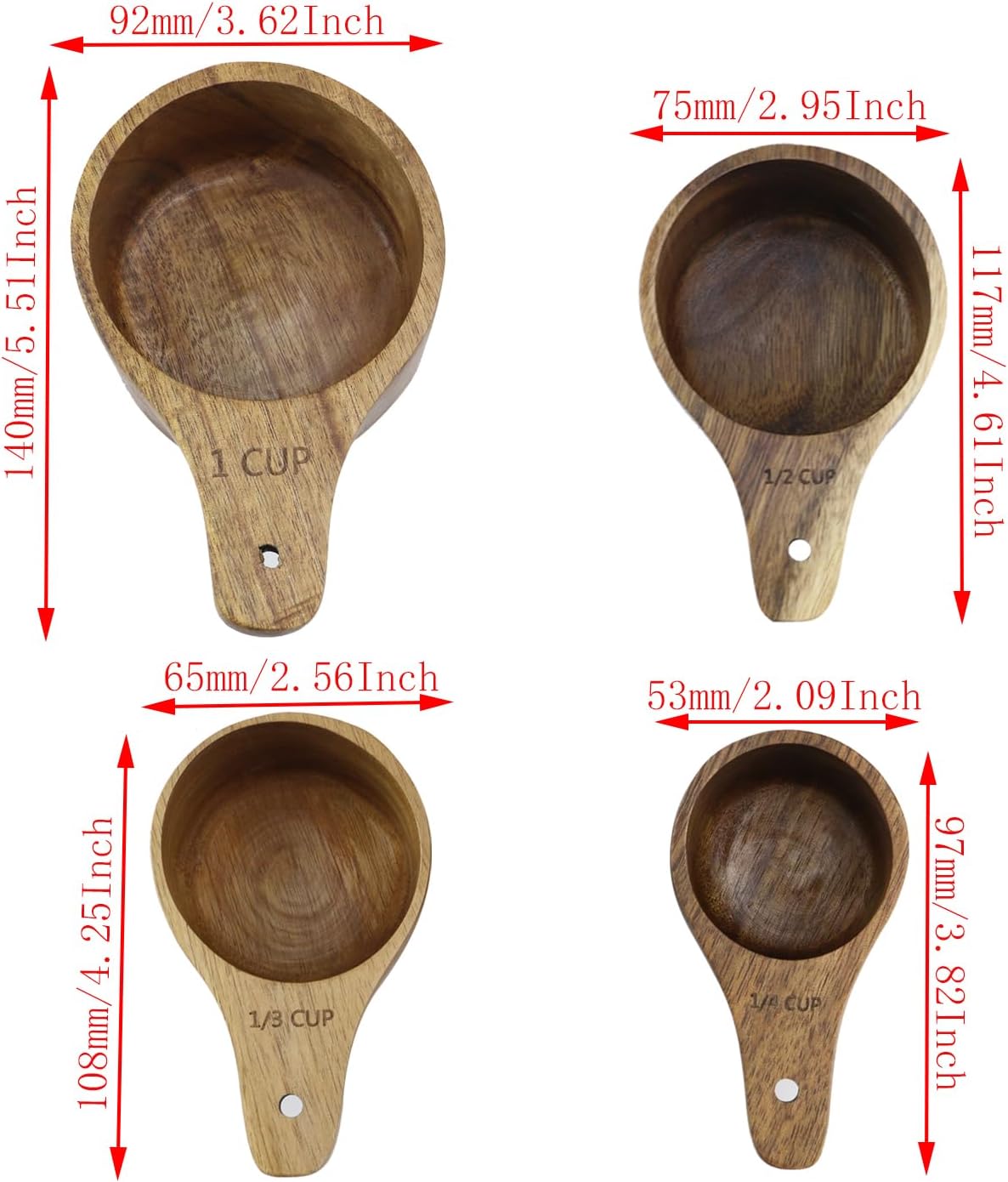 1PCS 1 Cup Wooden Measuring Cup Wood Kitchen Utensils Measure Spoon