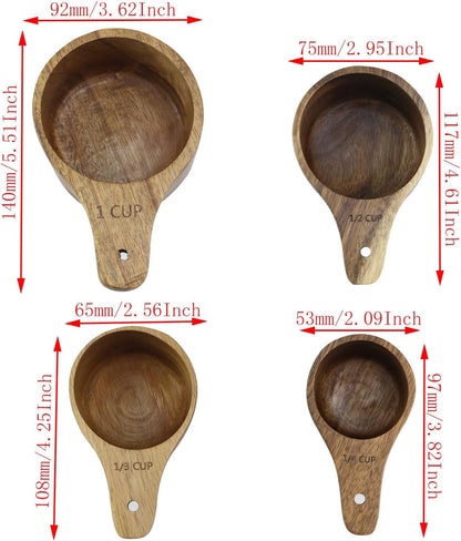 1PCS 1 Cup Wooden Measuring Cup Wood Kitchen Utensils Measure Spoon