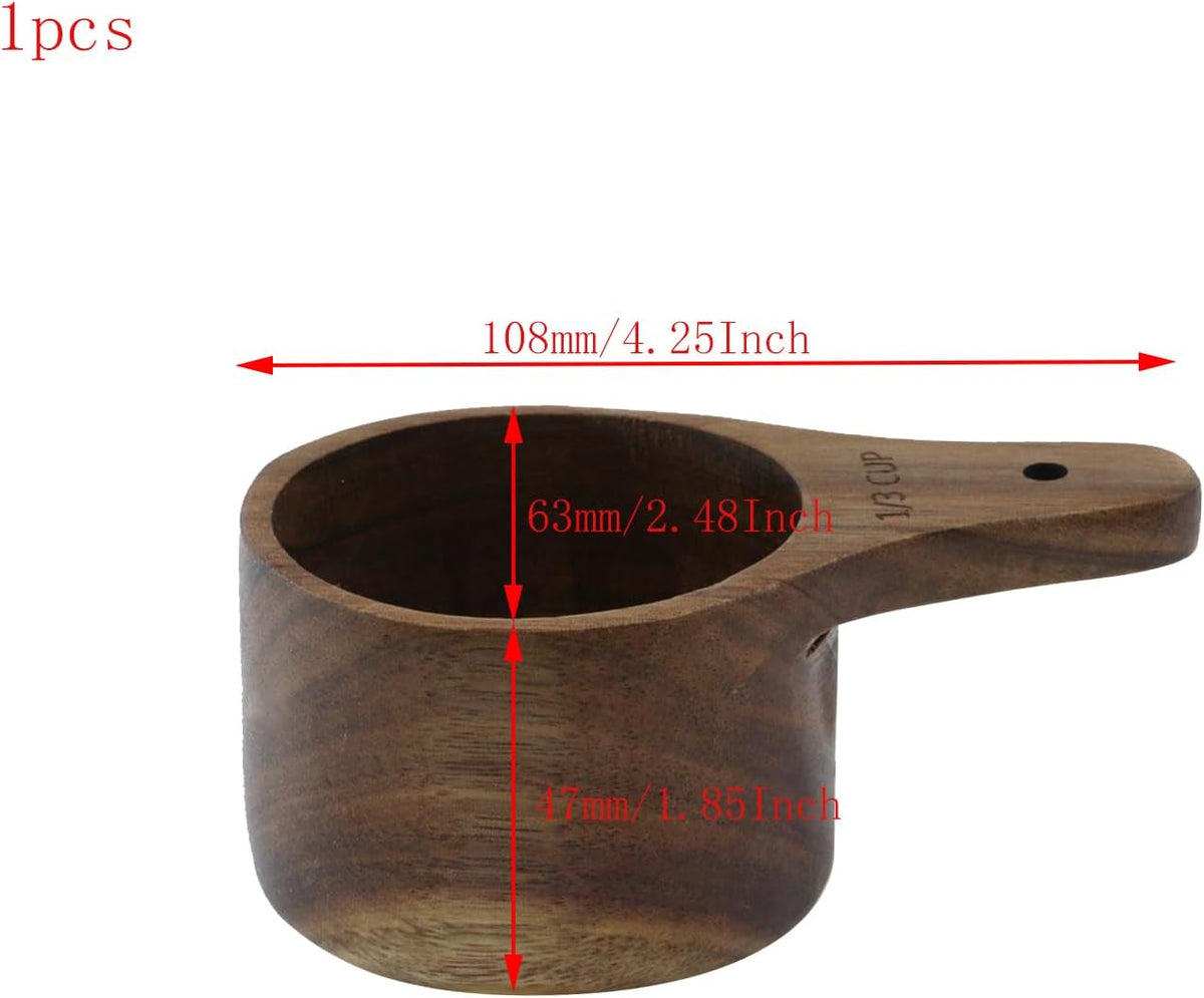1PCS 1 Cup Wooden Measuring Cup Wood Kitchen Utensils Measure Spoon