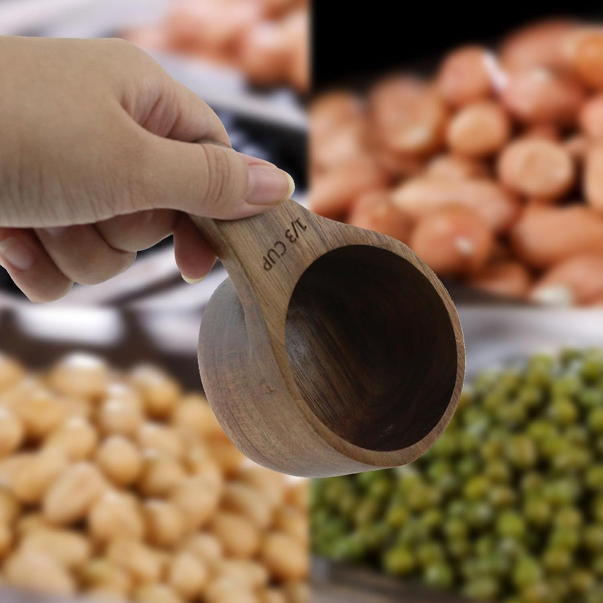 1PCS 1 Cup Wooden Measuring Cup Wood Kitchen Utensils Measure Spoon
