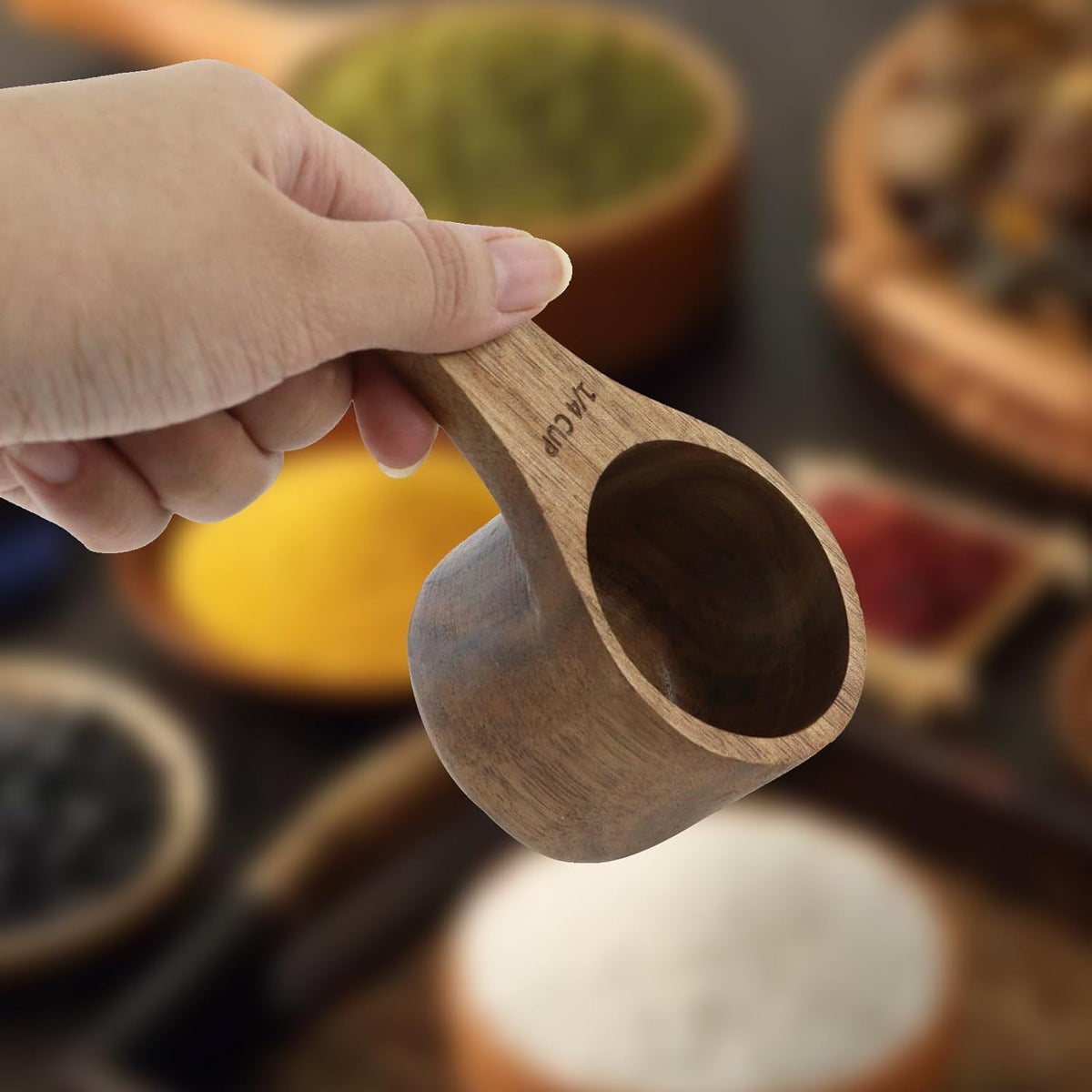 1PCS 1 Cup Wooden Measuring Cup Wood Kitchen Utensils Measure Spoon