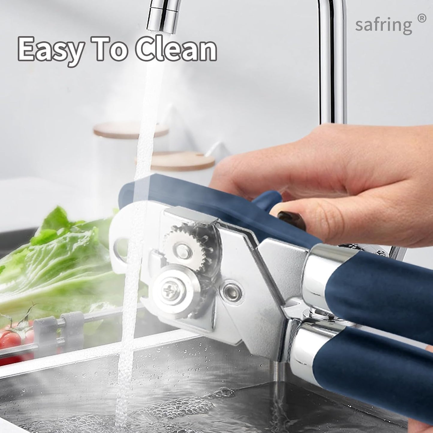 Can Opener Manual, Handheld Strong Heavy Duty Stainless Steel Can Opener, Comfortable Handle, Sharp Blade Smooth Edge, Can Openers with Multifunctional Bottle Opener