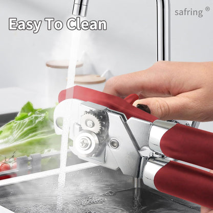 Can Opener Manual, Handheld Strong Heavy Duty Stainless Steel Can Opener, Comfortable Handle, Sharp Blade Smooth Edge, Can Openers with Multifunctional Bottle Opener