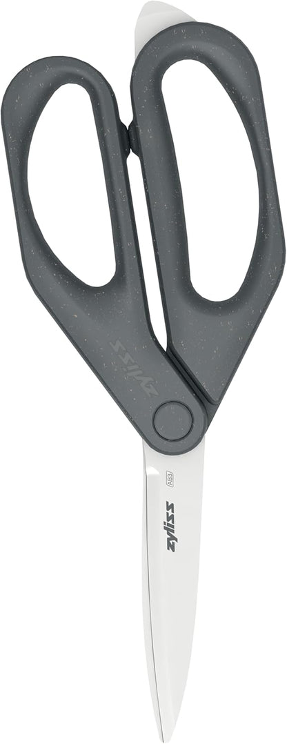 Heavy Duty Home & Kitchen Herb Shears Scissors with Innovative Stem Stripper, Versatile Kitchen Shears for Trimming Weeds, Flower Buds & More - White/Green - 8.5 x 4.2 x 0.4 inches