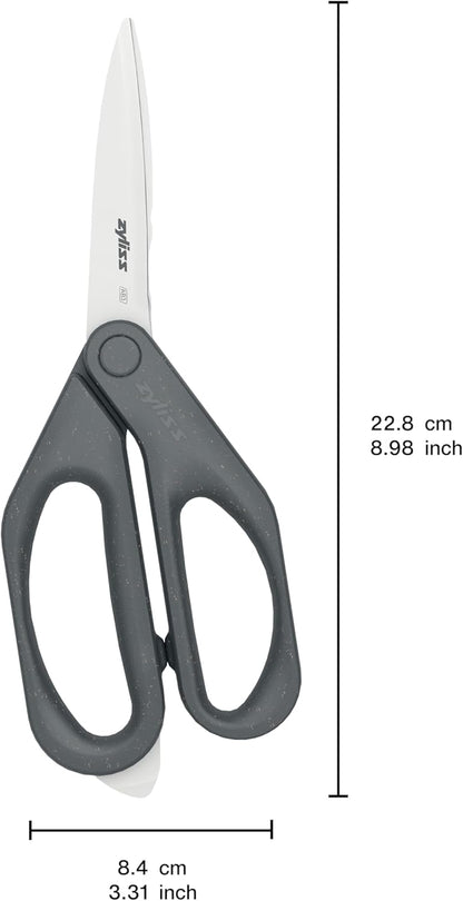 Heavy Duty Home & Kitchen Herb Shears Scissors with Innovative Stem Stripper, Versatile Kitchen Shears for Trimming Weeds, Flower Buds & More - White/Green - 8.5 x 4.2 x 0.4 inches