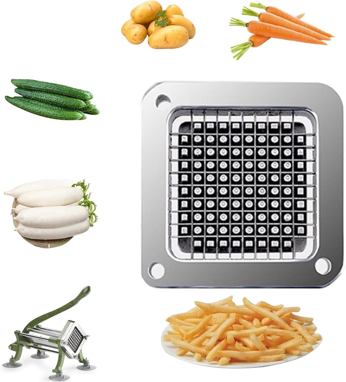 French Fry Cutter Replacement Blade,Blade Assembly and Pusher Block for Commercial French Fry Cutter (1/4" Replacement Blade)