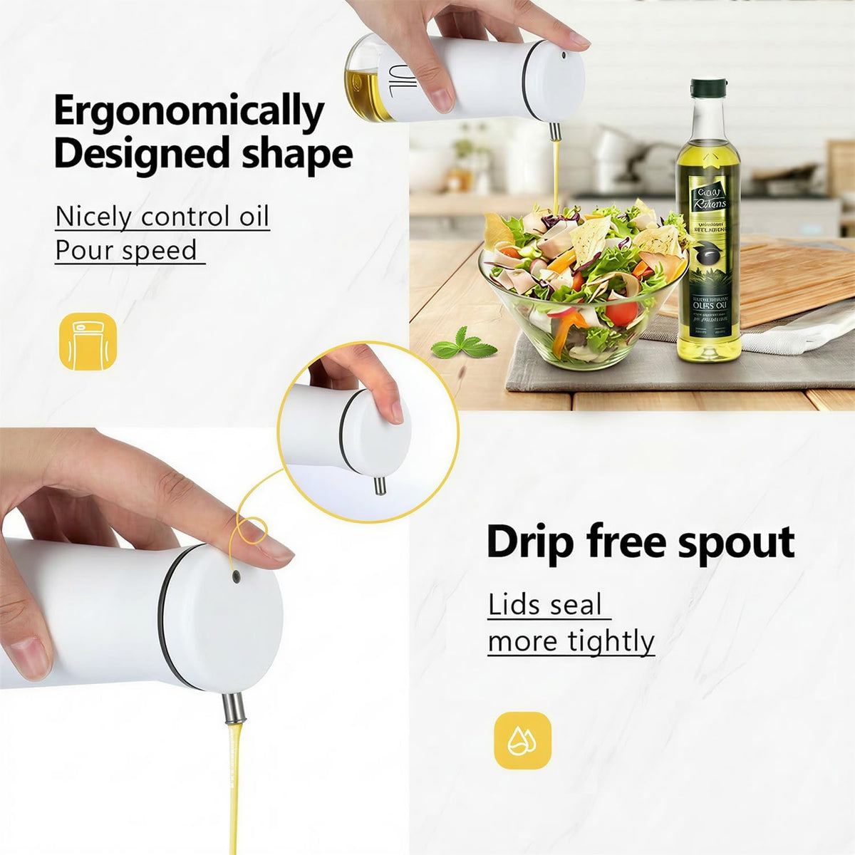Oil And Vinegar Dispenser Set with Caddy - 2 Pack Oil Dispenser Bottle for Kitchen with No-Drip - Kitchen Decor and Accessories for Home Restaurants Weddings