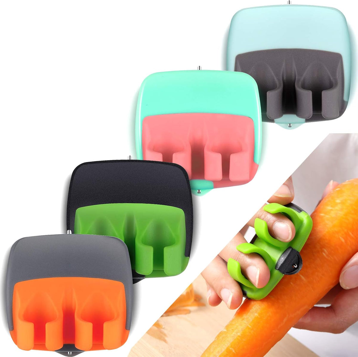 4 Pack Finger Peeler Vegetable Fruit Potato Kitchen,Assorted Colors