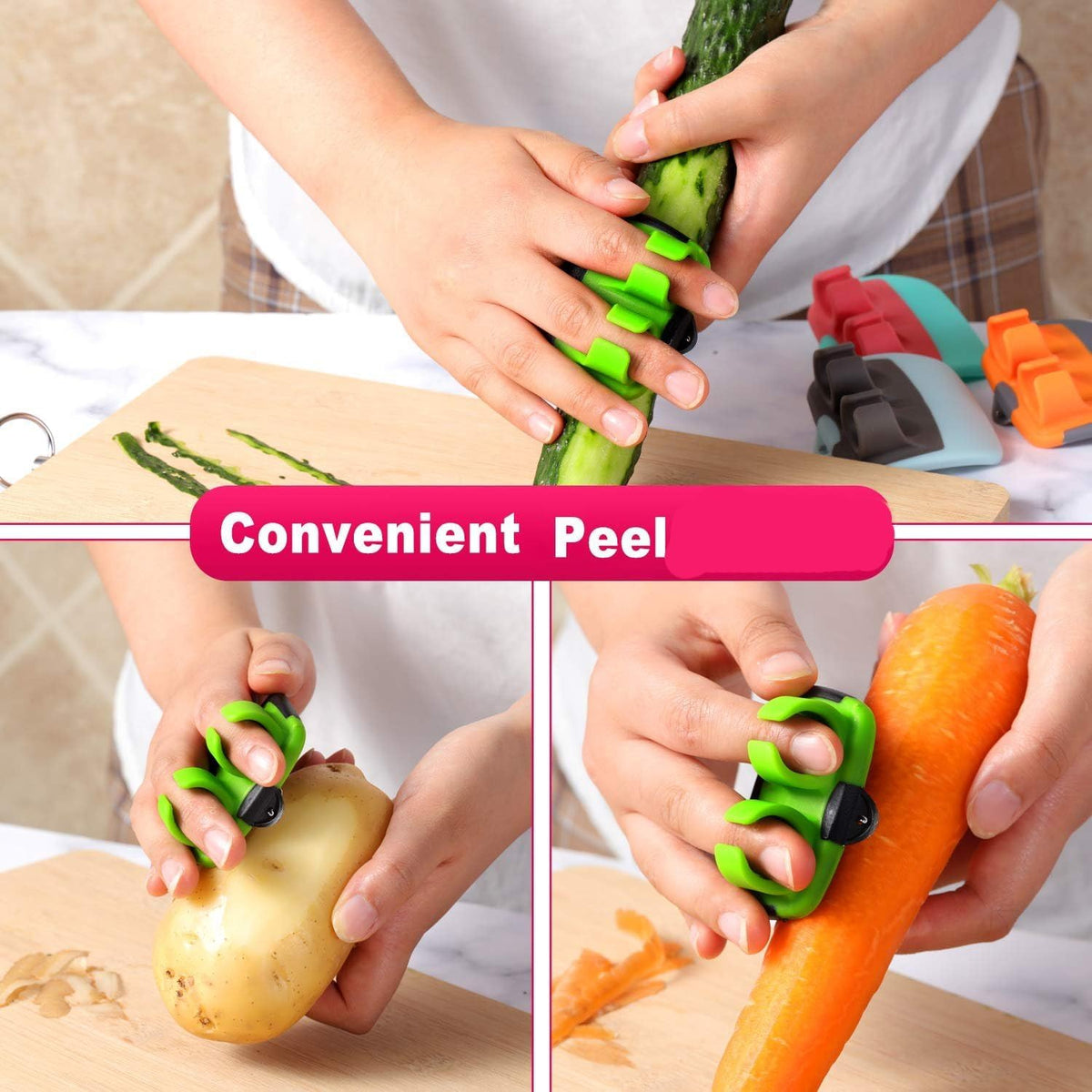 4 Pack Finger Peeler Vegetable Fruit Potato Kitchen,Assorted Colors