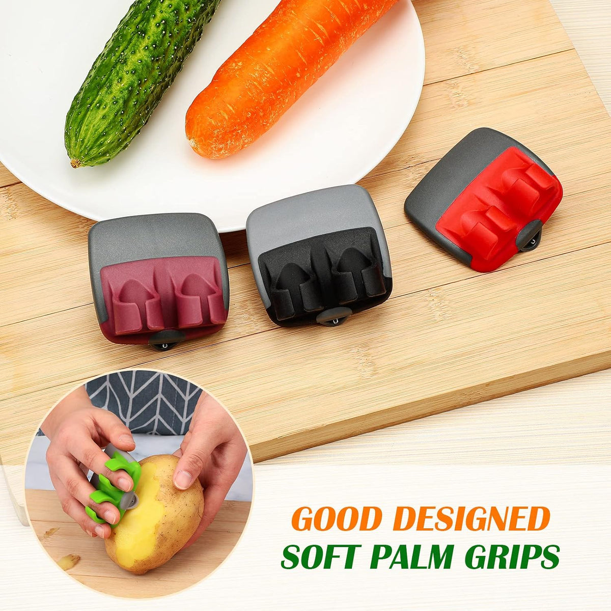 4 Pack Finger Peeler Vegetable Fruit Potato Kitchen,Assorted Colors