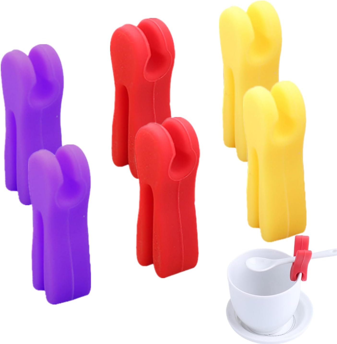 6 Pcs Utensil Pot Clip Universal Silicone Pot Spoon Holder Heat Resistance Non-Slip Spoon Rest for Kitchen