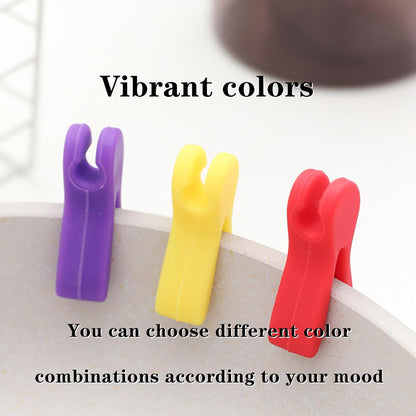 6 Pcs Utensil Pot Clip Universal Silicone Pot Spoon Holder Heat Resistance Non-Slip Spoon Rest for Kitchen