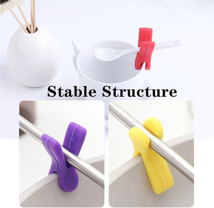 6 Pcs Utensil Pot Clip Universal Silicone Pot Spoon Holder Heat Resistance Non-Slip Spoon Rest for Kitchen