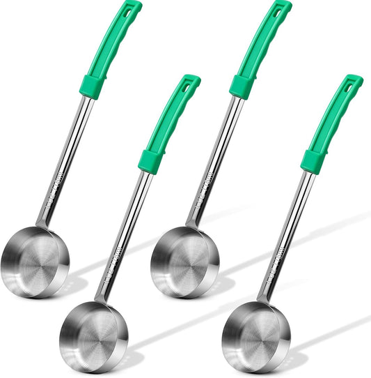 4 Ounce Solid Stainless Steel Portion Control Ladle Spoon - 4Pcs Pizza Sauce Serving Spoons Portion Ladle for Sauces, Perfect for Weight Watchers, Buffets, Parties