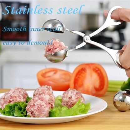 2 Pack Stainless Steel Meat Baller Ball Maker Meatball Scoop None-Stick Baller Tongs Meat Ball Maker Mold Cake Pop,Ice Tongs,Cookie Dough Scoop for Kitchen Cooking