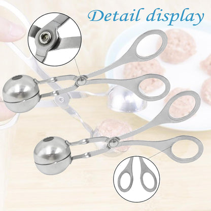 2 Pack Stainless Steel Meat Baller Ball Maker Meatball Scoop None-Stick Baller Tongs Meat Ball Maker Mold Cake Pop,Ice Tongs,Cookie Dough Scoop for Kitchen Cooking