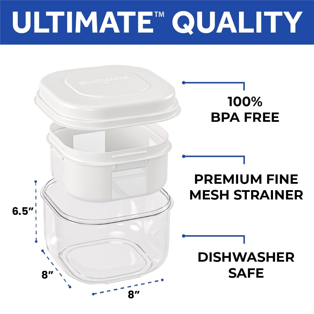 Greek Yogurt Strainer, 2.3 Quart Fine Mesh Greek Yogurt Maker & Whey Separator for Thick High Protein Greek Yogurt, Labneh & Kefir, BPA-Free, Dishwasher Safe, Recipe Book