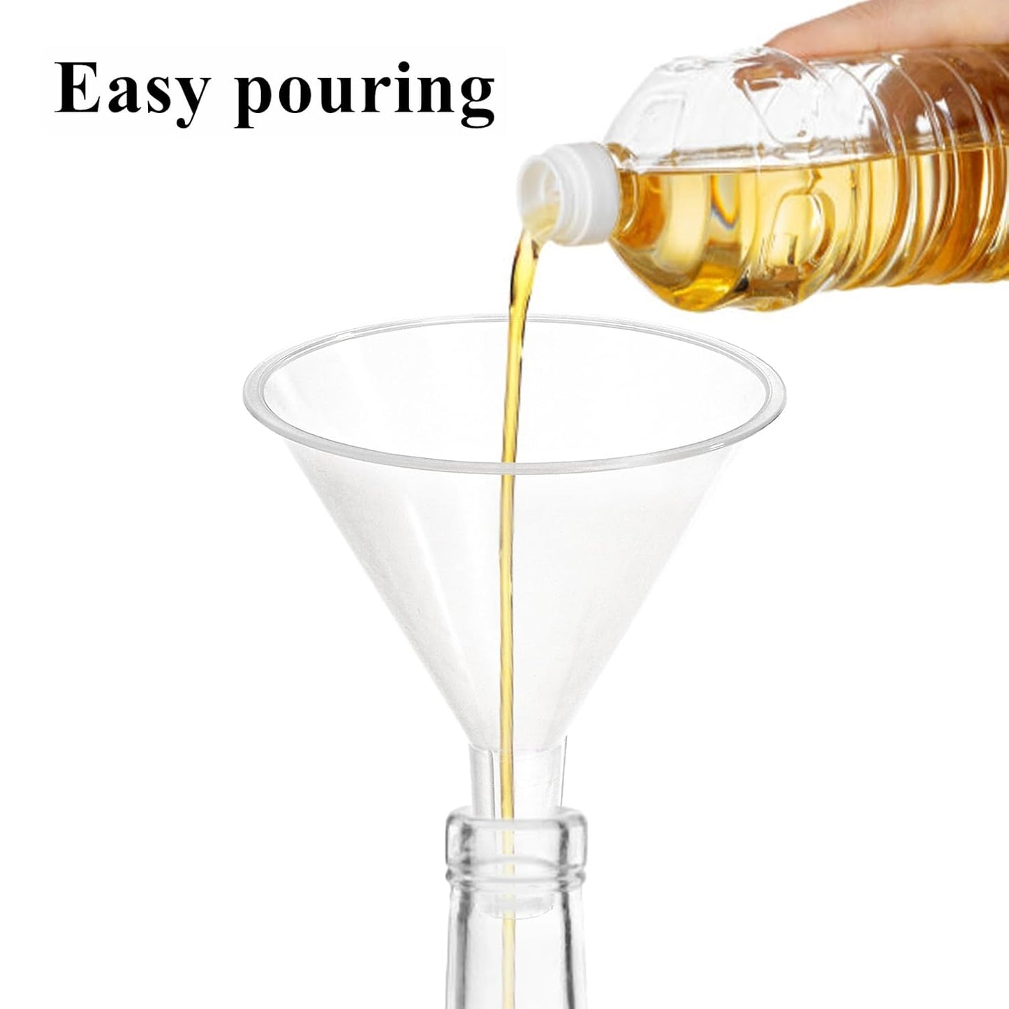 20 Pack Plastic Funnels Set, 4.7 Inch Wide Mouth Funnel for Filling Bottles, Large Clear Kitchen Funnels with Long Spout, Reusable Liquid Transfer Funnel for Powder, Oil, Lab, DIY