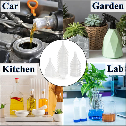 20 Pack Plastic Funnels Set, 4.7 Inch Wide Mouth Funnel for Filling Bottles, Large Clear Kitchen Funnels with Long Spout, Reusable Liquid Transfer Funnel for Powder, Oil, Lab, DIY