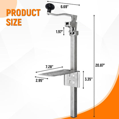 Commercial Can Opener, Manual Stainless Steel Table Can Openers, Industrial can opener for 10 cans Up to 11” Tall, Manual Can Opener with Plated Steel Base Stainless Steel Blade For Bars Hotel Kitchen